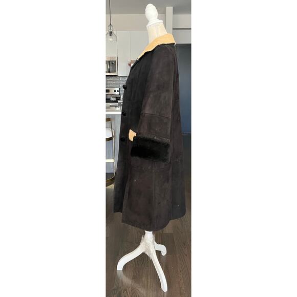 Vintage Abito Penny Lane Boho Coat Black Suede Calf Hair Trim Sz L -Fits M $810 - Picture 13 of 16